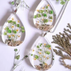 Aquatic Terrarium Real Dried Flower Necklace / Set -Plant Life Decor Shop aquaterrarium3