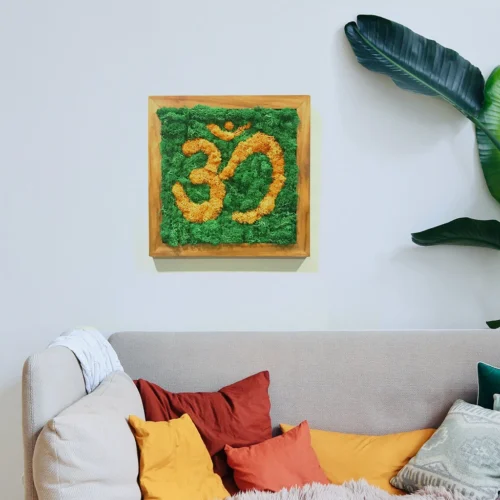 AUM Preserved Moss Frame With Dark Wood