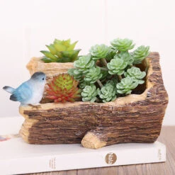 Bird On A Bark Resin Succulent Pot