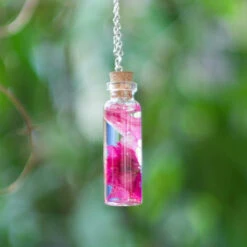 Bougainvillea Vial Real Dried Flower Necklace