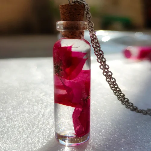 Bougainvillea Vial Real Dried Flower Necklace -Plant Life Decor Shop bougainvillea vial 4