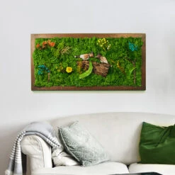 Bulbul's Call Preserved Moss Frame With Dark Wood
