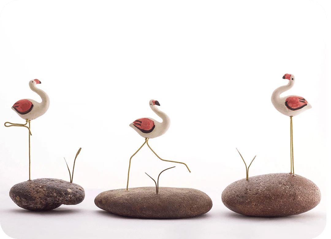 Pebble Decor - Flamingo (Set Of 3) 2 Pebble Decor - Flamingo (Set Of 3) - Image 2