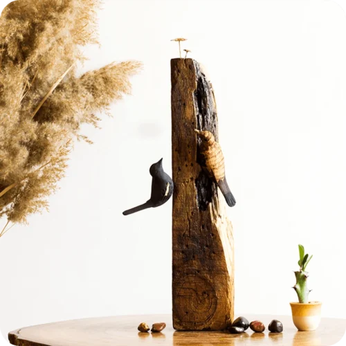 Exotic Indian Robin Wooden Base Table Tops -Plant Life Decor Shop cc tt ir 6