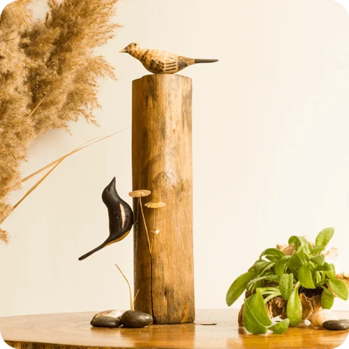 Exotic Indian Robin Wooden Base Table Tops -Plant Life Decor Shop cc tt ir 8