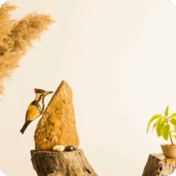 Exotic Woodpecker Stone Base Table Tops -Plant Life Decor Shop cc tt wp 6