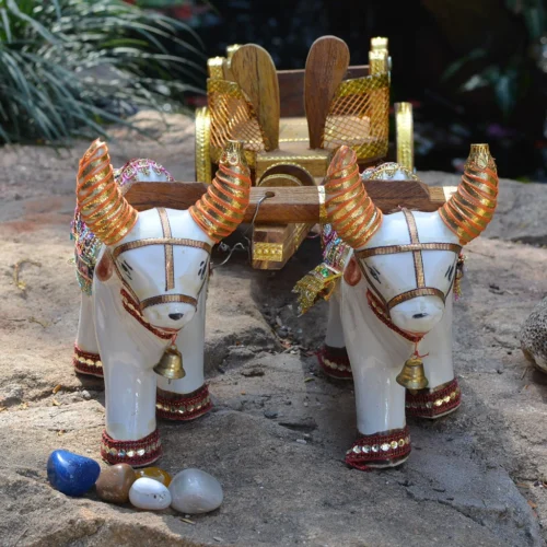 Hand Decorated Ceramic Bullock Cart 6 Hand Decorated Ceramic Bullock Cart -Plant Life Decor Shop ceramicbullockcart 3