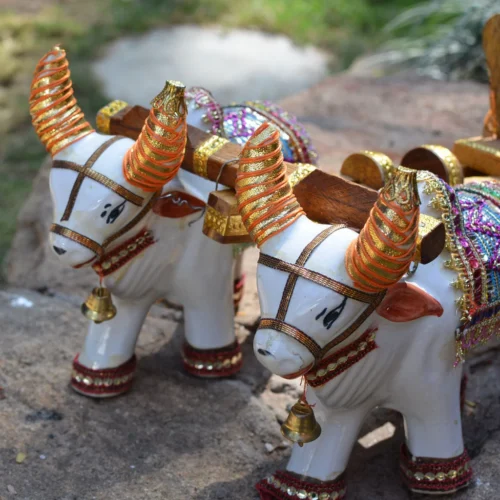 Hand Decorated Ceramic Bullock Cart 7 Hand Decorated Ceramic Bullock Cart -Plant Life Decor Shop cow2
