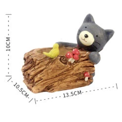 Cute Cat With Bird Resin Succulent Pot -Plant Life Decor Shop cute Cat with bird 3