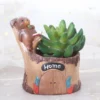 Cute Little Bear Gazing Resin Succulent Pot