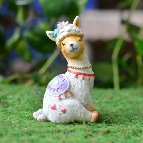 Miniature Cute Llama Sitting Decor