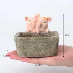 Cute Pig Romantic Couple Resin Succulent Pot -Plant Life Decor Shop cute pig couple 2