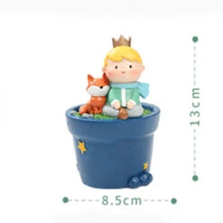 Cute Prince Sitting With Fox Resin Succulent Pot -Plant Life Decor Shop cute prince Sitting with fox 3