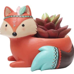 Cute Tribal Fox Resin Succulent Pot -Plant Life Decor Shop cute tribal fox 3