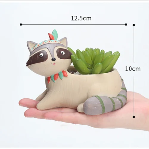 Cute Tribal Raccoon Succulent Pot -Plant Life Decor Shop cute tribal raccoon 3