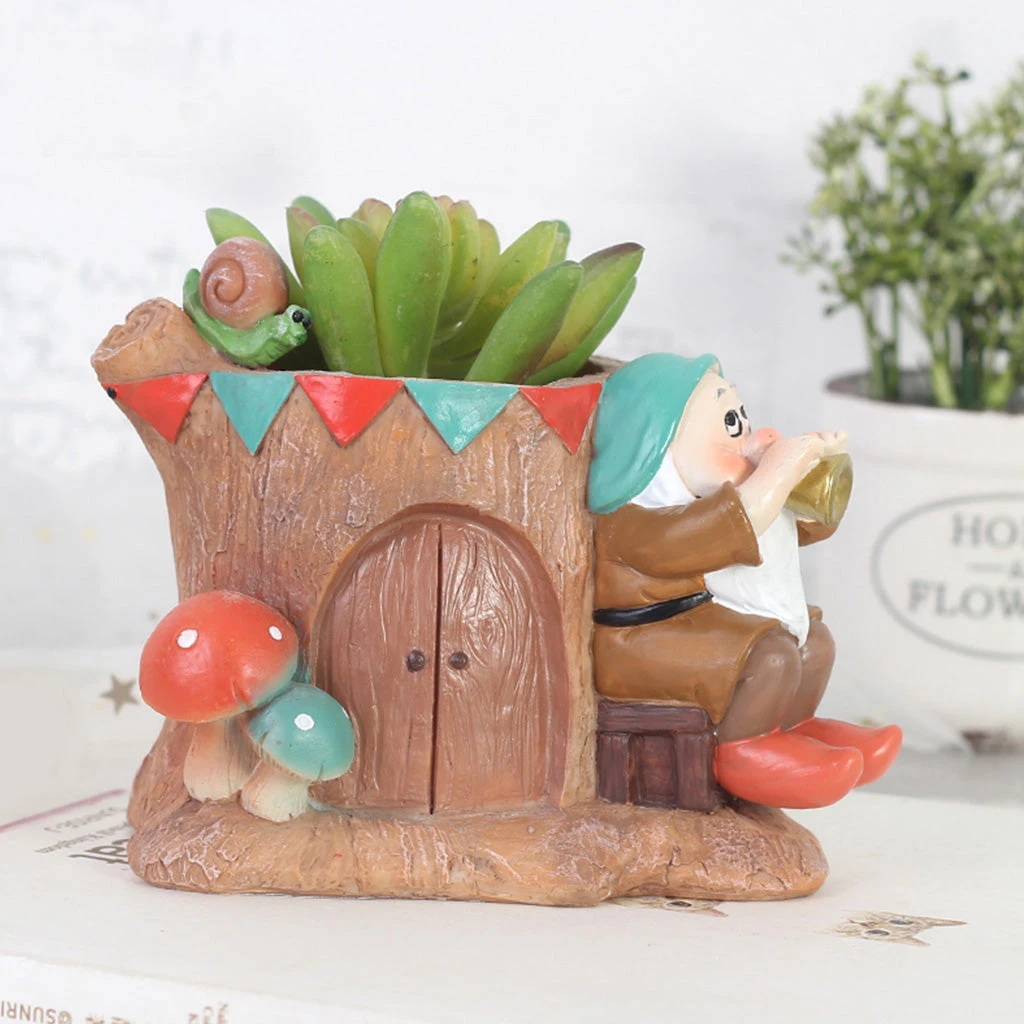Dwarf Playing Music Resin Succulent Pot 2 Dwarf Playing Music Resin Succulent Pot - Image 2