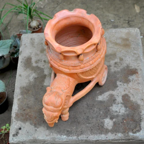 Terracotta Elephant With Cart Planter -Plant Life Decor Shop elephant raw 3