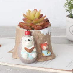 Fat Hedgehog Reading Stories Resin Succulent Pot