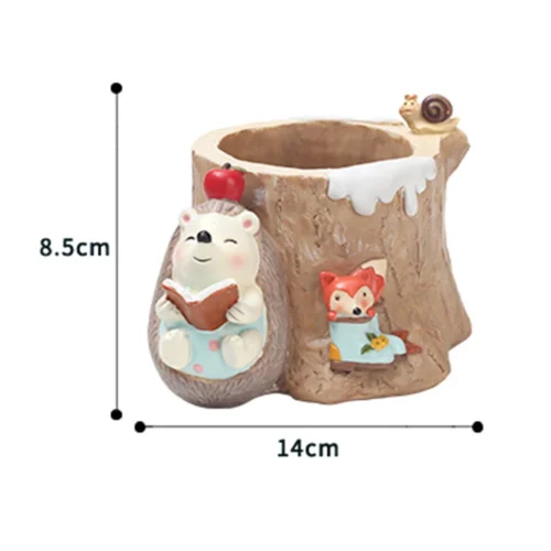 Fat Hedgehog Reading Stories Resin Succulent Pot -Plant Life Decor Shop fat hedgehog Reading Story 4