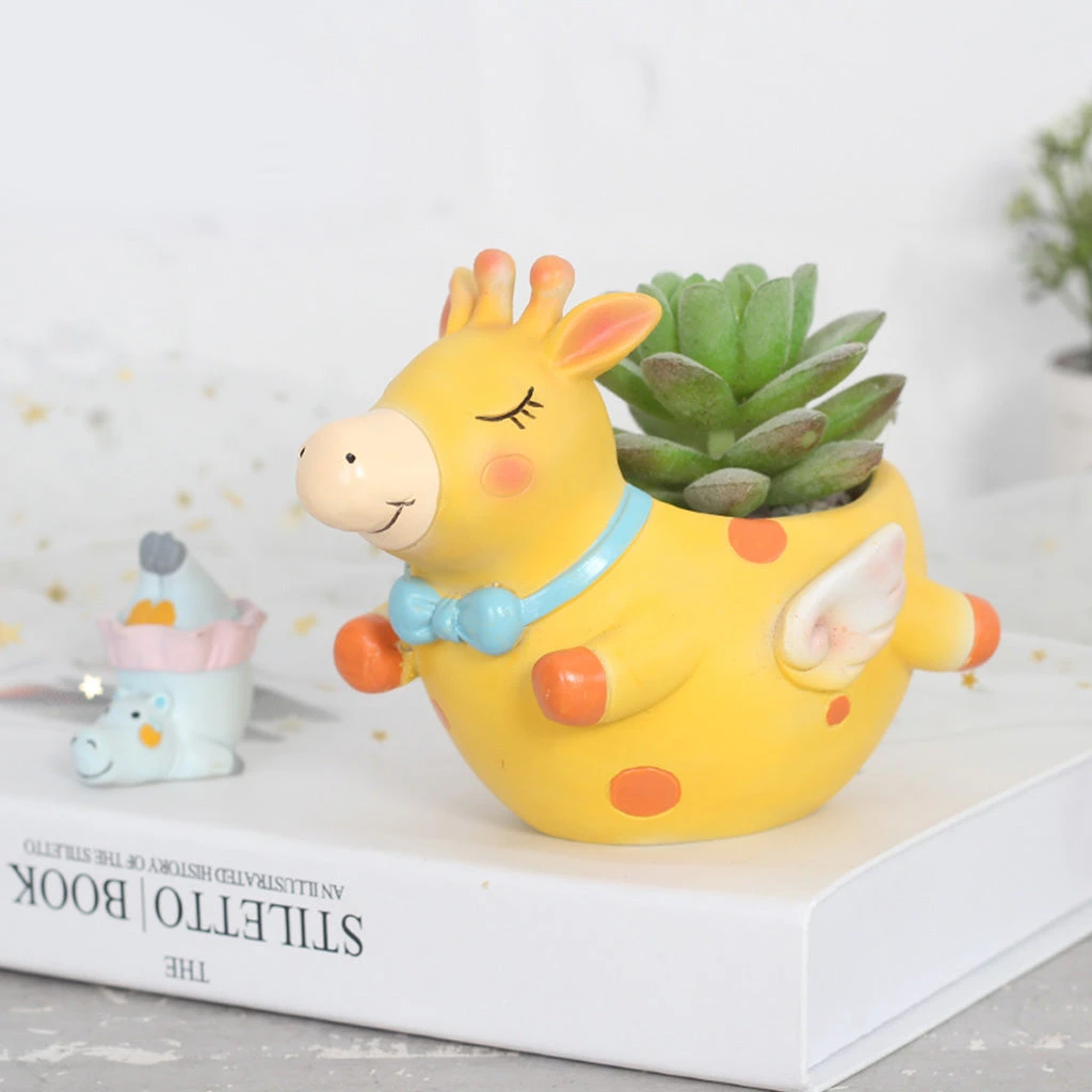 Cute Flying Giraffe Resin Succulent Pot 1 Cute Flying Giraffe Resin Succulent Pot