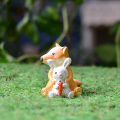 Miniature Fox Cuddling Rabbit – Cute Resin Decor For Gardens & Gifts