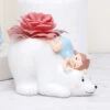 Cute Girl On Polar Bear Resin Succulent Pot