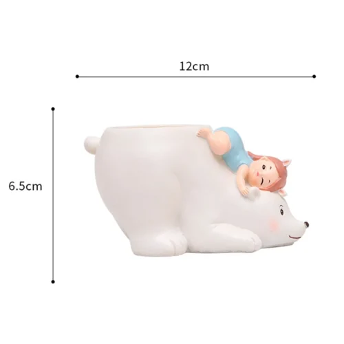Cute Girl On Polar Bear Resin Succulent Pot 5 Cute Girl On Polar Bear Resin Succulent Pot -Plant Life Decor Shop girlonpolarbear 3