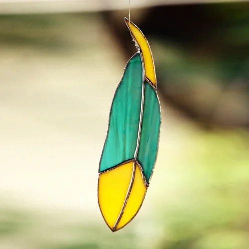 Suncatcher Stained-Glass Feather