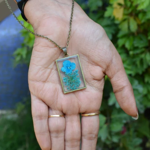 Gust Of Blue Real Dried Flower Necklace -Plant Life Decor Shop gust of blue 3