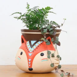 Hanging Tribal Fox Resin Succulent Pot