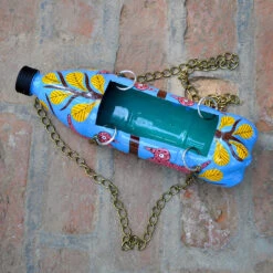 Hand-Painted Bird Theme Horizontal Pot -Plant Life Decor Shop horizontal birdtheme blue 2