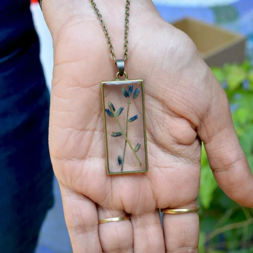 Lavender Sprig Real Dried Flower Necklace 8 Lavender Sprig Real Dried Flower Necklace -Plant Life Decor Shop lavender sprig necklace 3