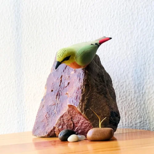 Exotic Firetailed Myzornis Stone Base Table Tops 5 Exotic Firetailed Myzornis Stone Base Table Tops -Plant Life Decor Shop myzornis stone single 1