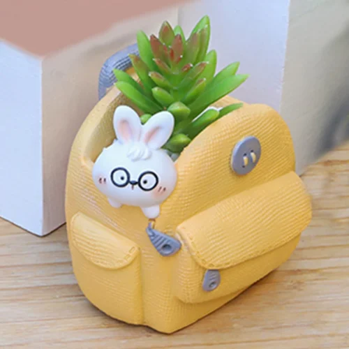 Rabbit Peeping Out From Bag Resin Succulent Pot -Plant Life Decor Shop rabbit in Bag 2