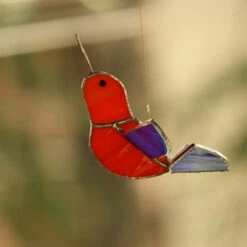 Suncatcher 3D Hummingbirds -Plant Life Decor Shop red purple