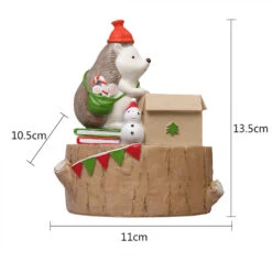 Christmas Hedgehog With Gift Resin Succulent Pot -Plant Life Decor Shop resin christmas hedgehog 2