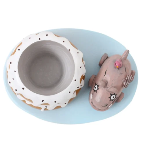 Miniature Cute Bear With Donut Decor -Plant Life Decor Shop resin dog donut 4