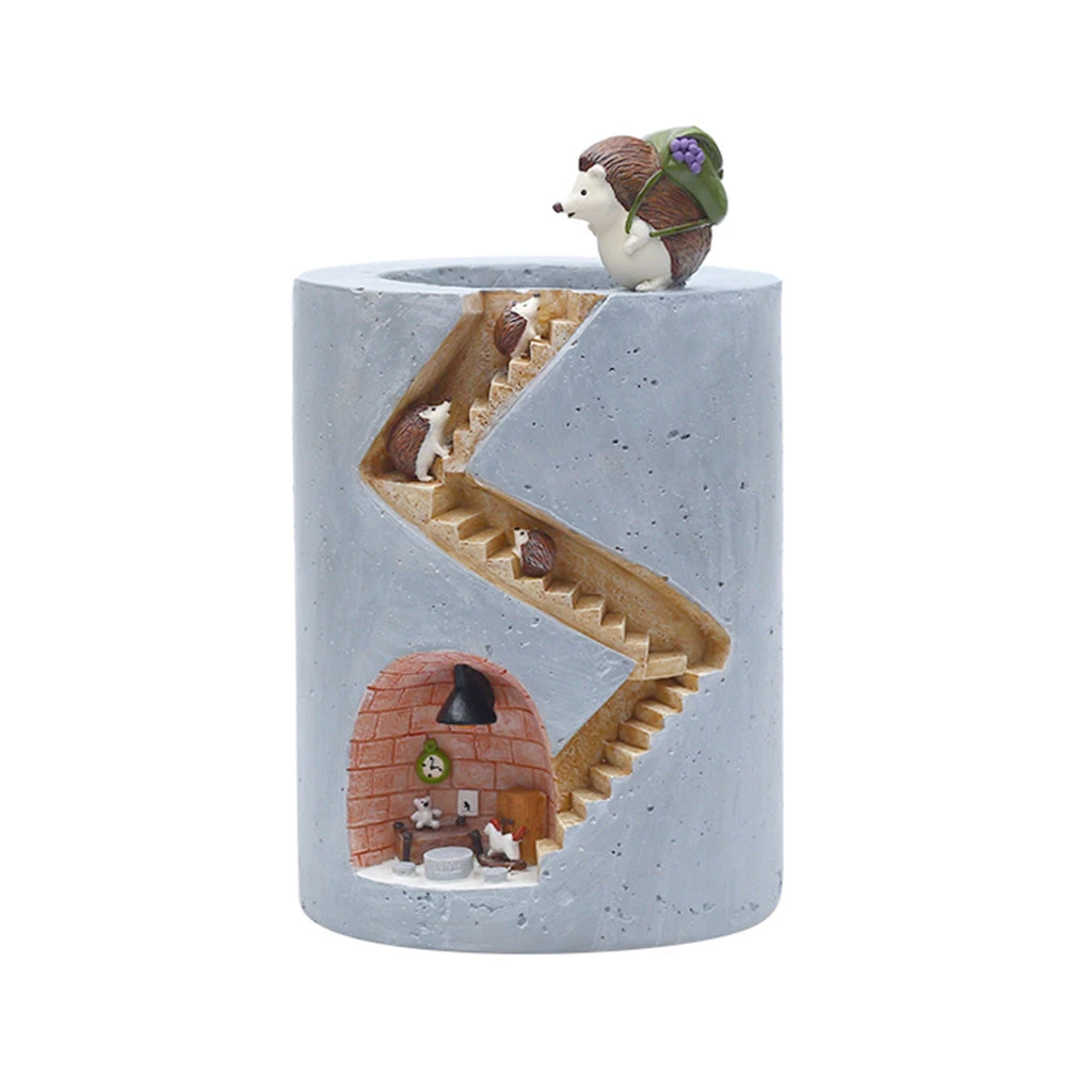 Hedgehog Family Home Resin Succulent Pot 3 Hedgehog Family Home Resin Succulent Pot - Image 3