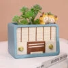 Retro Radio With Deers Resin Succulent Pot