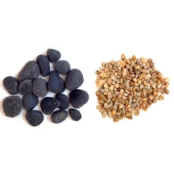 2kg River Black Tumbled Pebbles + 2kg River Beige Unpolished Pebbles