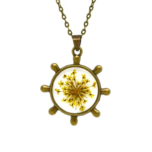 Saffron Stars Real Dried Flower Necklace -Plant Life Decor Shop saffronstar white