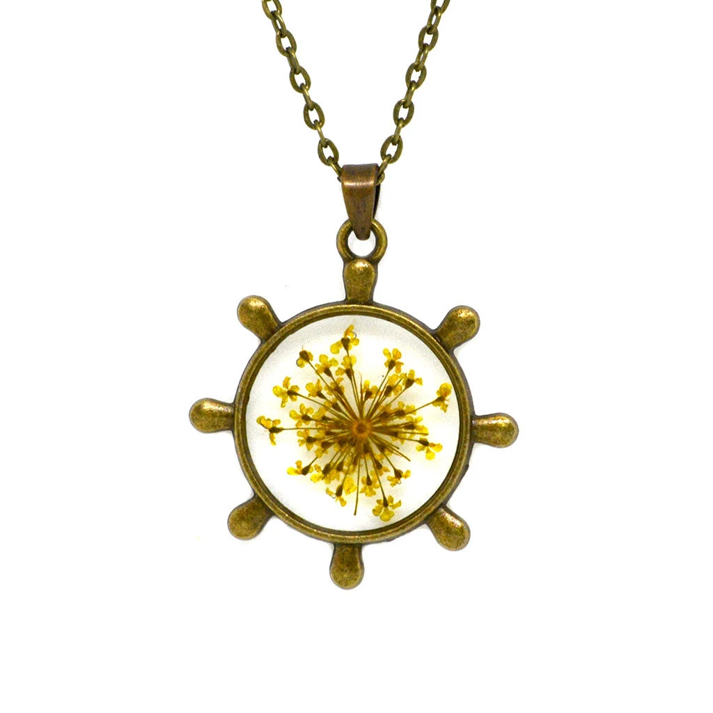 Saffron Stars Real Dried Flower Necklace 5 Saffron Stars Real Dried Flower Necklace - Image 5