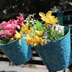 Set Of 2 Hanging Railing Buckets