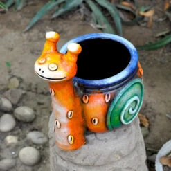 Terracotta Snail Colorful Planter