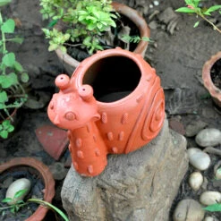 Terracotta Snail Brown Planter -Plant Life Decor Shop snail pot 3
