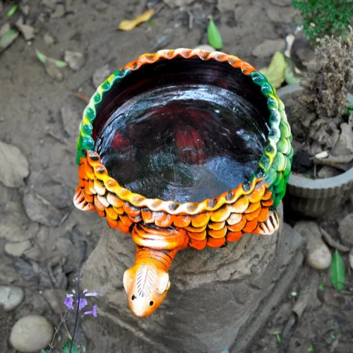 Terracotta Tortoise Planter (Hand Painted) -Plant Life Decor Shop tortoise colour planter 3