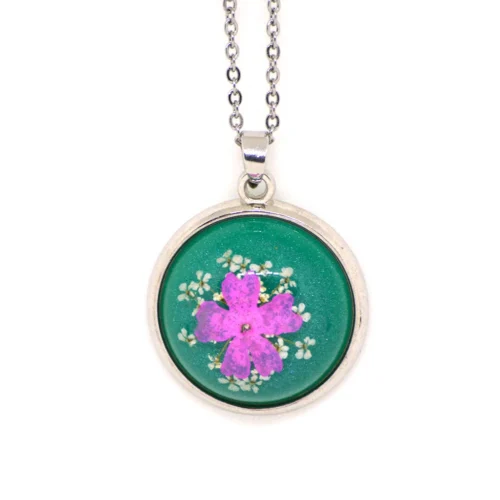 Turquoise Pop Real Dried Flower Necklace -Plant Life Decor Shop turqouisepop white