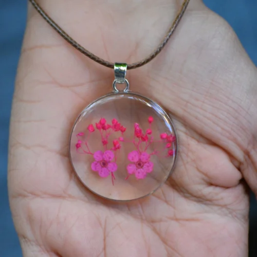 Twin Fuchsia Real Dried Flower Necklace 8 Twin Fuchsia Real Dried Flower Necklace -Plant Life Decor Shop twin fuschia 6